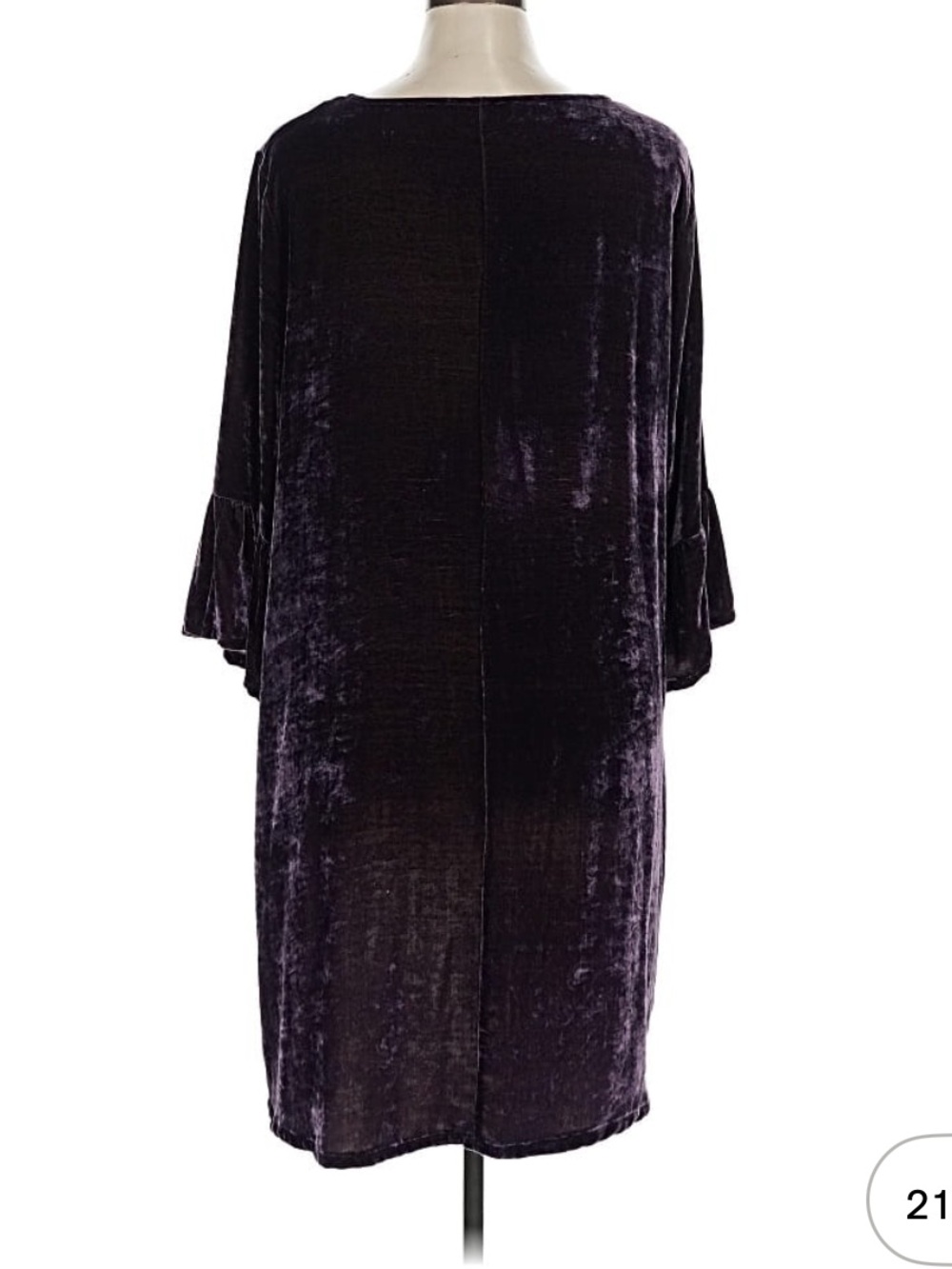 Bryn Walker Dress Tunic-Velvet silk blend rich plum purple hi-lo bell sleeves XL - Picture 3 of 17